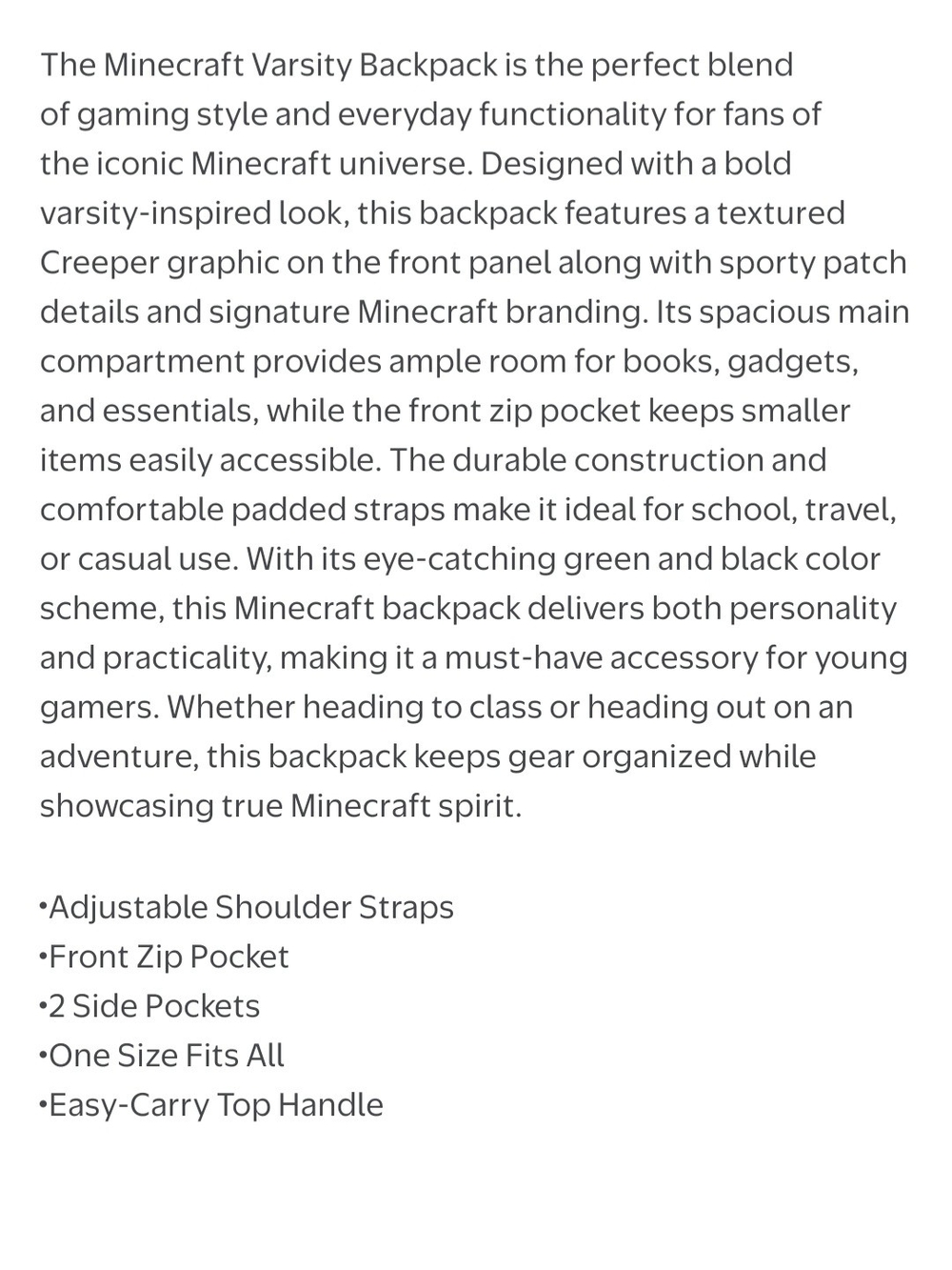 Creeper Minecraft Backpack - Picture 6 of 12